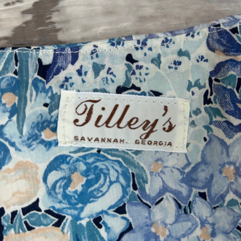 Vintage Tilley's 60s Blue Floral Party Dress- Size Small - Picture 6 of 6